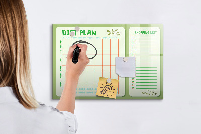 Tableau magnétique effaçable Plan de régime et liste de courses