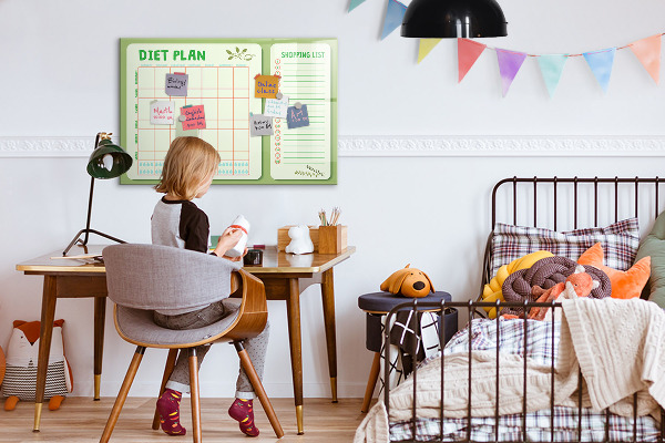 Tableau magnétique effaçable Plan de régime et liste de courses