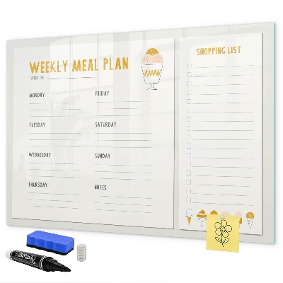 Tableau effaçable magnétique Menu de la semaine