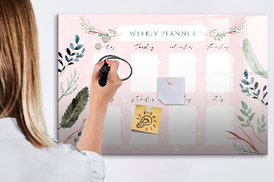 Tableau magnétique effaçable Agenda hebdomadaire avec espace pour photos