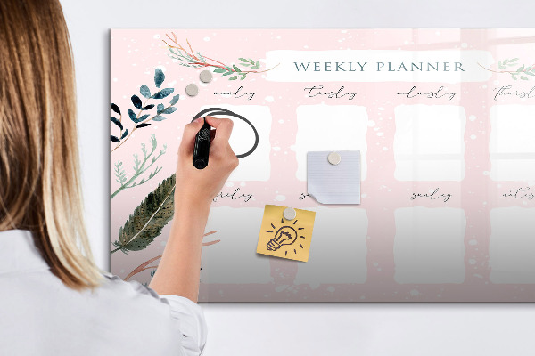 Tableau magnétique effaçable Agenda hebdomadaire avec espace pour photos