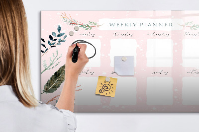 Tableau magnétique effaçable Agenda hebdomadaire avec espace pour photos