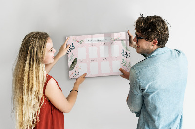 Tableau magnétique effaçable Agenda hebdomadaire avec espace pour photos