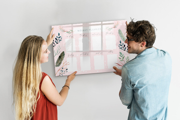 Tableau magnétique effaçable Agenda hebdomadaire avec espace pour photos