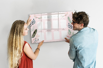 Tableau magnétique effaçable Agenda hebdomadaire avec espace pour photos
