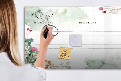 Tableau magnétique effaçable Une recette pour les souvenirs et l'inspiration