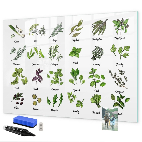 Tableau effaçable magnétique Herbes et photos au même endroit