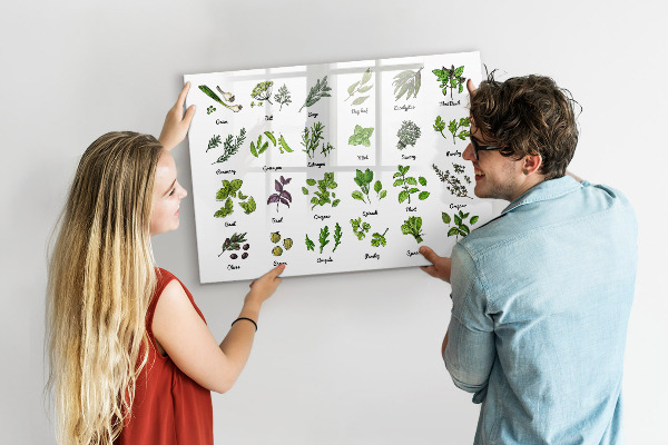 Tableau effaçable magnétique Herbes et photos au même endroit