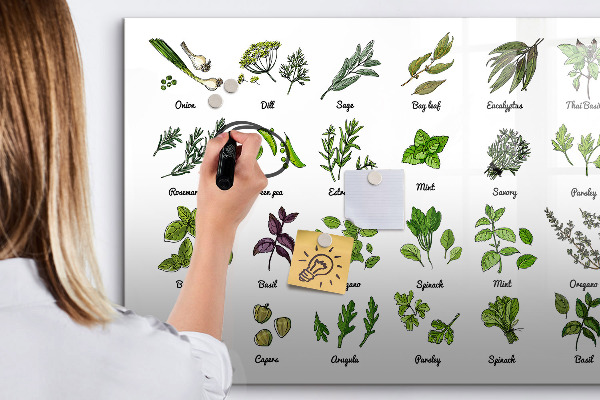 Tableau effaçable magnétique Herbes et photos au même endroit