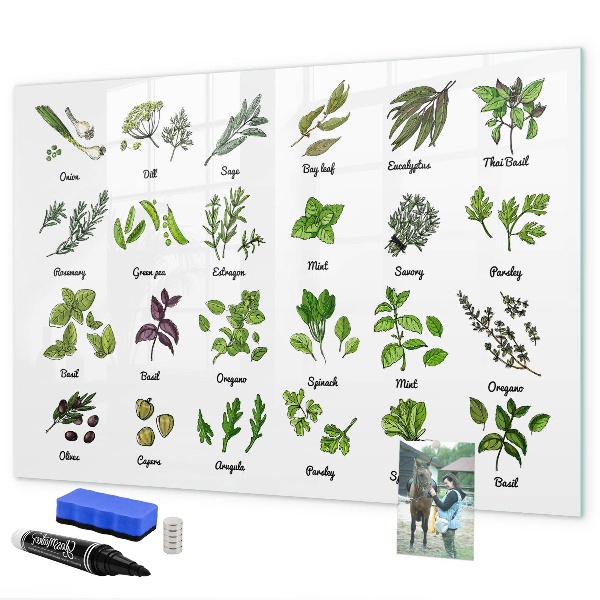 Tableau effaçable magnétique Herbes et photos au même endroit