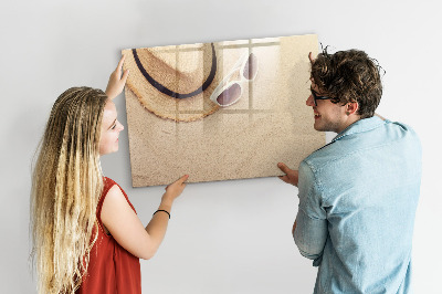 Tableau magnétique effaçable Souvenirs d'été sur un tableau en liège