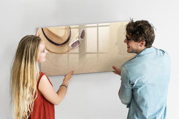Tableau magnétique effaçable Souvenirs d'été sur un tableau en liège