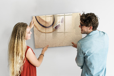 Tableau magnétique effaçable Souvenirs d'été sur un tableau en liège