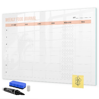 Tableau magnétique effaçable Journal alimentaire hebdomadaire et notes
