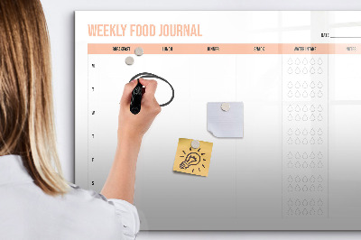 Tableau magnétique effaçable Journal alimentaire hebdomadaire et notes