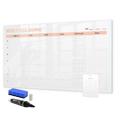 Tableau magnétique effaçable Journal alimentaire hebdomadaire et notes