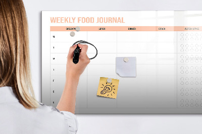 Tableau magnétique effaçable Journal alimentaire hebdomadaire et notes
