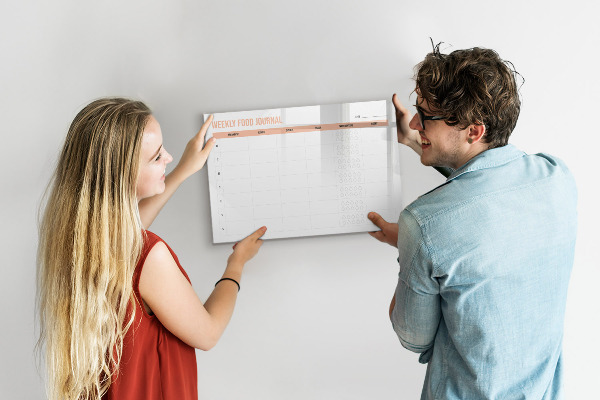 Tableau magnétique effaçable Journal alimentaire hebdomadaire et notes