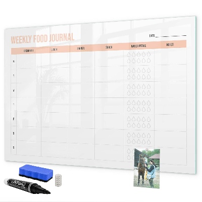 Tableau magnétique effaçable Journal alimentaire hebdomadaire et notes