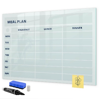 Tableau magnétique effaçable Plan de repas avec espace pour photos