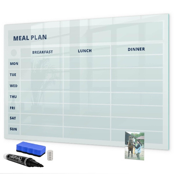Tableau magnétique effaçable Plan de repas avec espace pour photos