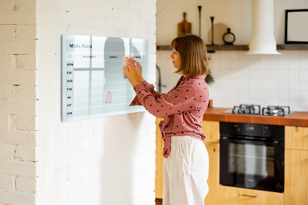 Tableau magnétique effaçable Plan de repas avec espace pour photos