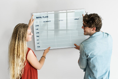 Tableau magnétique effaçable Plan de repas avec espace pour photos