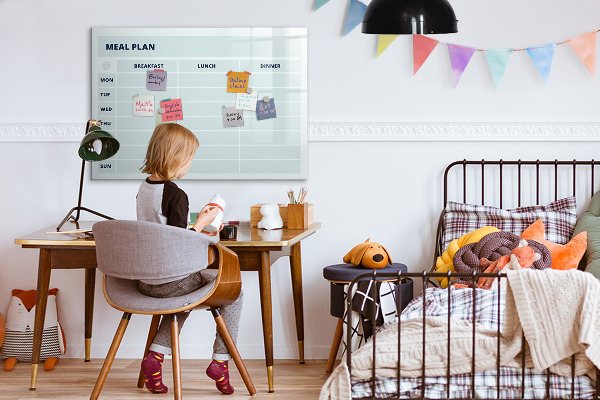 Tableau magnétique effaçable Plan de repas avec espace pour photos