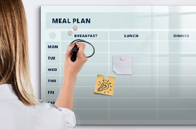 Tableau magnétique effaçable Plan de repas avec espace pour photos