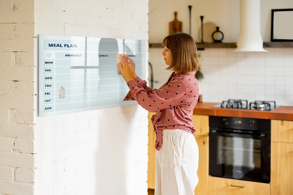 Tableau magnétique effaçable Plan de repas avec espace pour photos