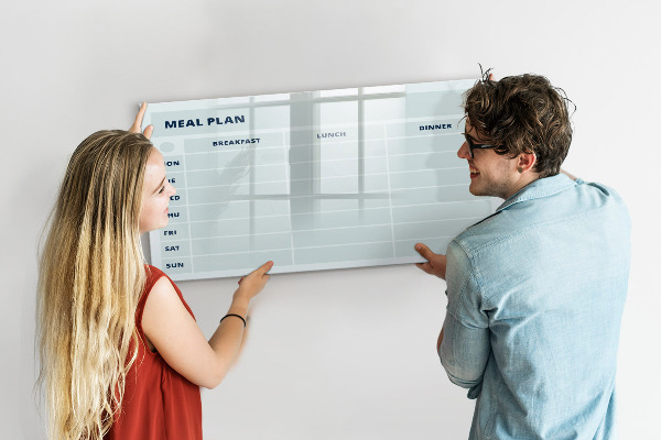 Tableau magnétique effaçable Plan de repas avec espace pour photos