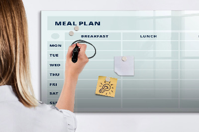 Tableau magnétique effaçable Plan de repas avec espace pour photos