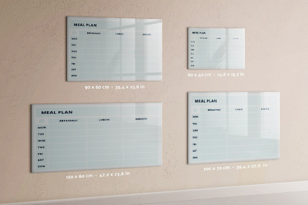 Tableau magnétique effaçable Plan de repas avec espace pour photos