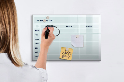 Tableau magnétique effaçable Plan de repas avec espace pour photos