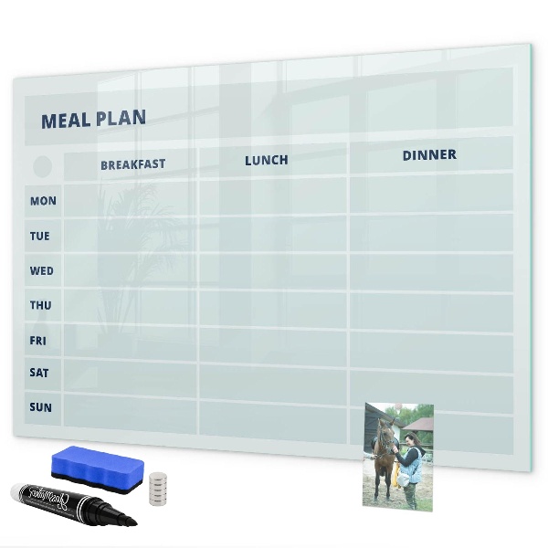 Tableau magnétique effaçable Plan de repas avec espace pour photos