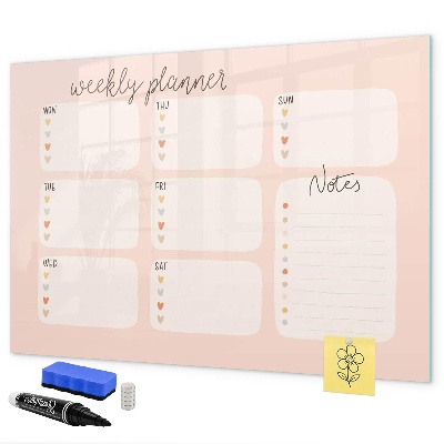 Tableau effaçable magnétique Agenda hebdomadaire avec espace pour photos