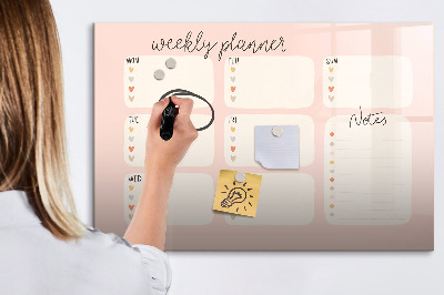 Tableau effaçable magnétique Agenda hebdomadaire avec espace pour photos