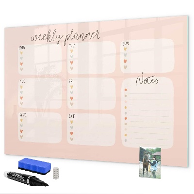 Tableau effaçable magnétique Agenda hebdomadaire avec espace pour photos