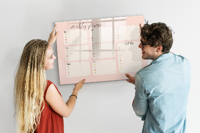 Tableau effaçable magnétique Agenda hebdomadaire avec espace pour photos