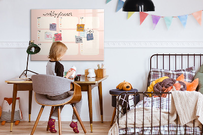 Tableau effaçable magnétique Agenda hebdomadaire avec espace pour photos
