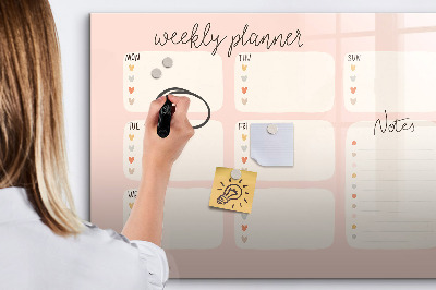 Tableau effaçable magnétique Agenda hebdomadaire avec espace pour photos