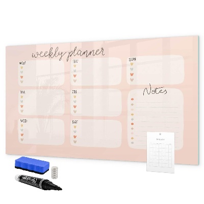 Tableau effaçable magnétique Agenda hebdomadaire avec espace pour photos