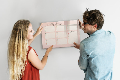 Tableau effaçable magnétique Agenda hebdomadaire avec espace pour photos