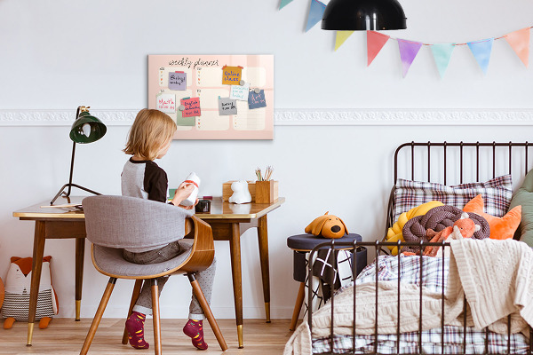 Tableau effaçable magnétique Agenda hebdomadaire avec espace pour photos