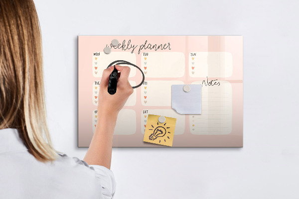 Tableau effaçable magnétique Agenda hebdomadaire avec espace pour photos