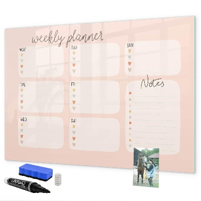 Tableau effaçable magnétique Agenda hebdomadaire avec espace pour photos