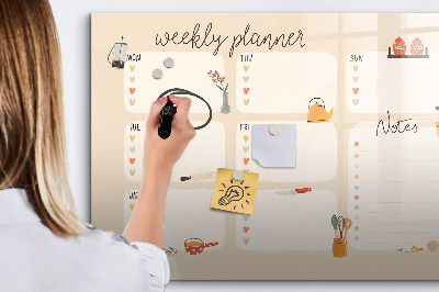 Tableau magnétique effaçable Agenda hebdomadaire avec espace pour photos