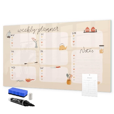 Tableau magnétique effaçable Agenda hebdomadaire avec espace pour photos