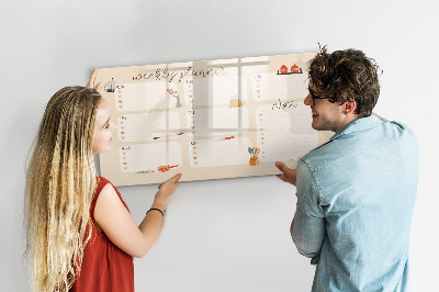 Tableau magnétique effaçable Agenda hebdomadaire avec espace pour photos