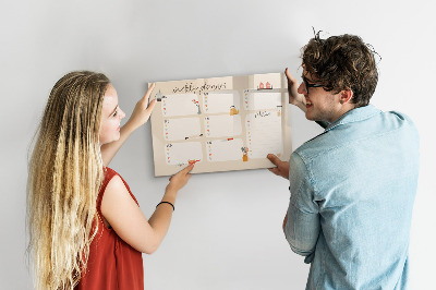 Tableau magnétique effaçable Agenda hebdomadaire avec espace pour photos
